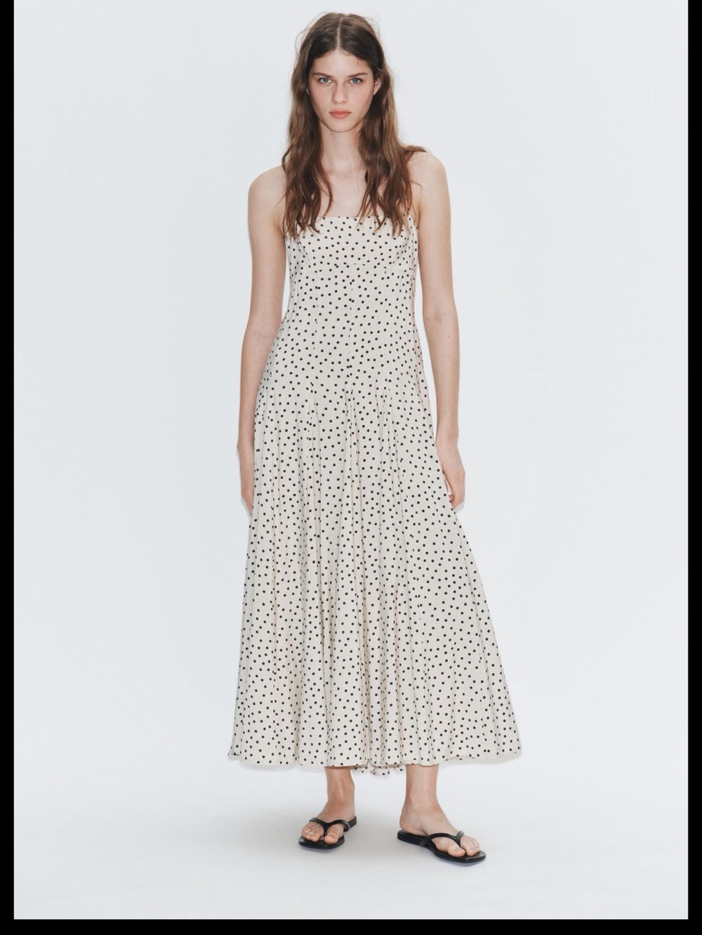 ZARA Polka Dot Maxi Dress - Cream/Black